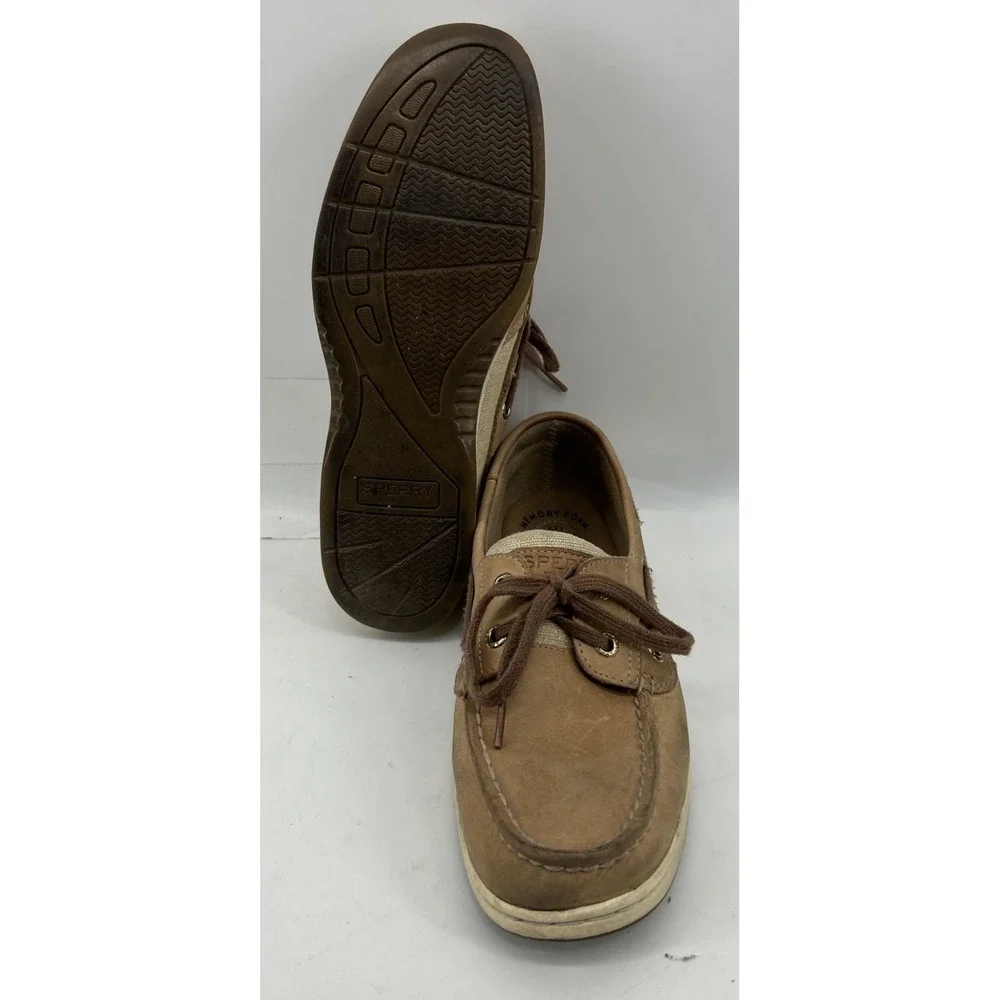 Sperry Top Sider Bluefish Sparkle 2 Eye Boat Shoes Tan Leather Women's Size 2.5